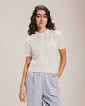 Polo Crochet Manga Corta,BLANCO
